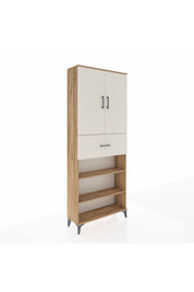 Arges Dolap 5 Raflı Tek Çekmeceli 2 Kapaklı 88x30x221 Çam-Aytaşı