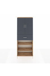 Arges Dolap 5 Raflı Tek Çekmeceli 2 Kapaklı 88x30x221 Çam-Antrasit