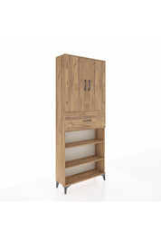 Arges Dolap 5 Raflı Tek Çekmeceli 2 Kapaklı 88x30x221 Çam-Çam