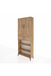 Arges Dolap 5 Raflı Tek Çekmeceli 2 Kapaklı 88x30x221 Çam-Çam