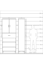 Arges Dolap 5 Raflı Tek Çekmeceli 2 Kapaklı 88x30x221 Çam-Çam
