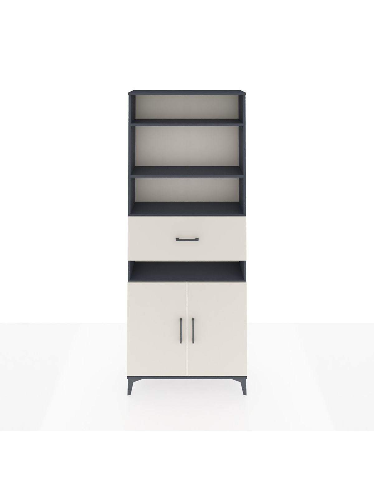 Arges Dolap 5 Raflı Tek Çekmeceli 2 Kapaklı 88x30x221 Antrasit-Aytaşı