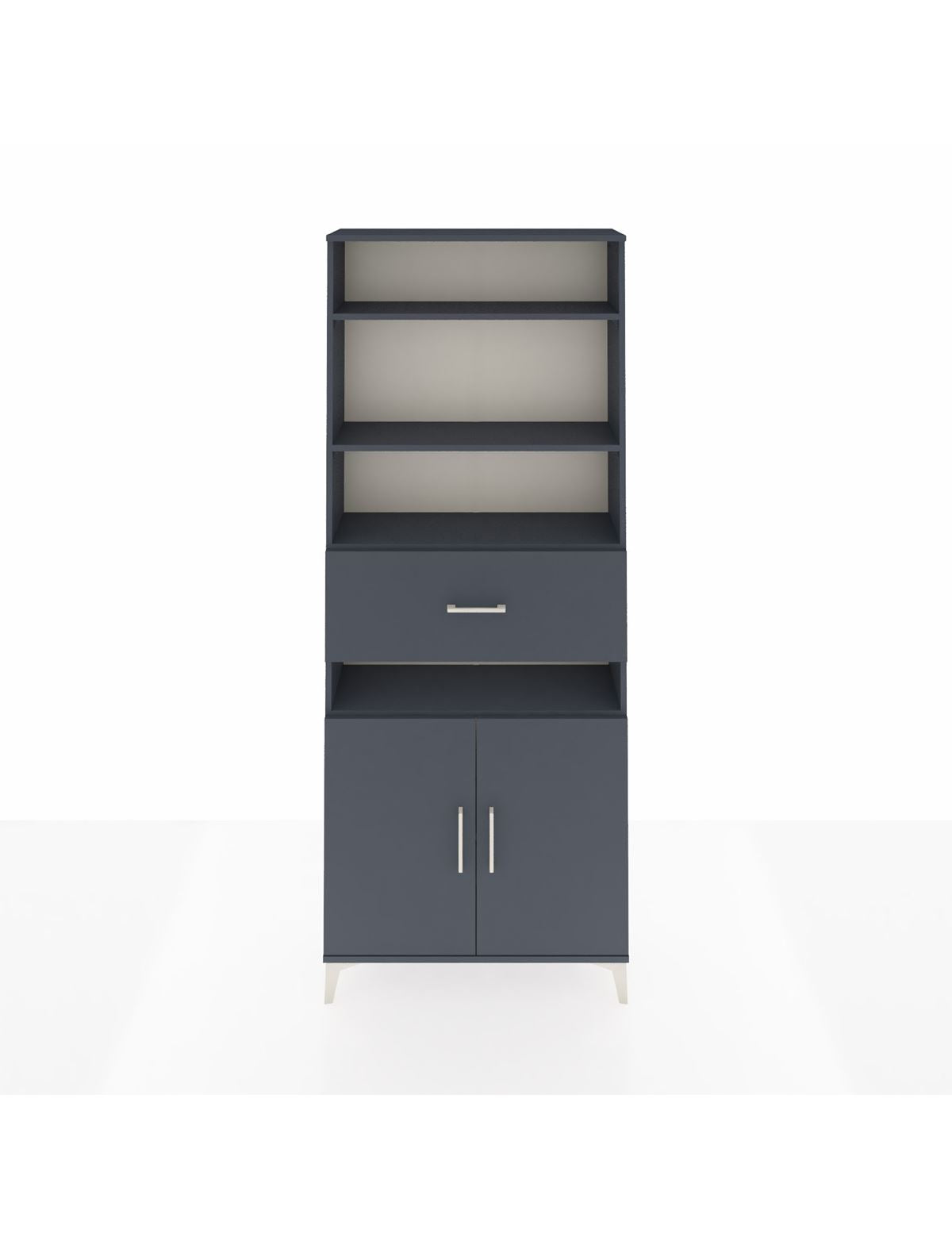 Arges Dolap 5 Raflı Tek Çekmeceli 2 Kapaklı 88x30x221 Antrasit-Antrasit