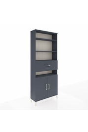 Arges Dolap 5 Raflı Tek Çekmeceli 2 Kapaklı 88x30x221 Antrasit-Antrasit