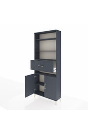 Arges Dolap 5 Raflı Tek Çekmeceli 2 Kapaklı 88x30x221 Antrasit-Antrasit