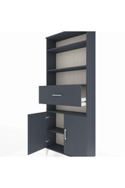 Arges Dolap 5 Raflı Tek Çekmeceli 2 Kapaklı 88x30x221 Antrasit-Antrasit