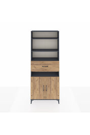 Arges Dolap 5 Raflı Tek Çekmeceli 2 Kapaklı 88x30x221 Antrasit-Çam