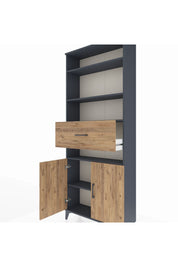 Arges Dolap 5 Raflı Tek Çekmeceli 2 Kapaklı 88x30x221 Antrasit-Çam