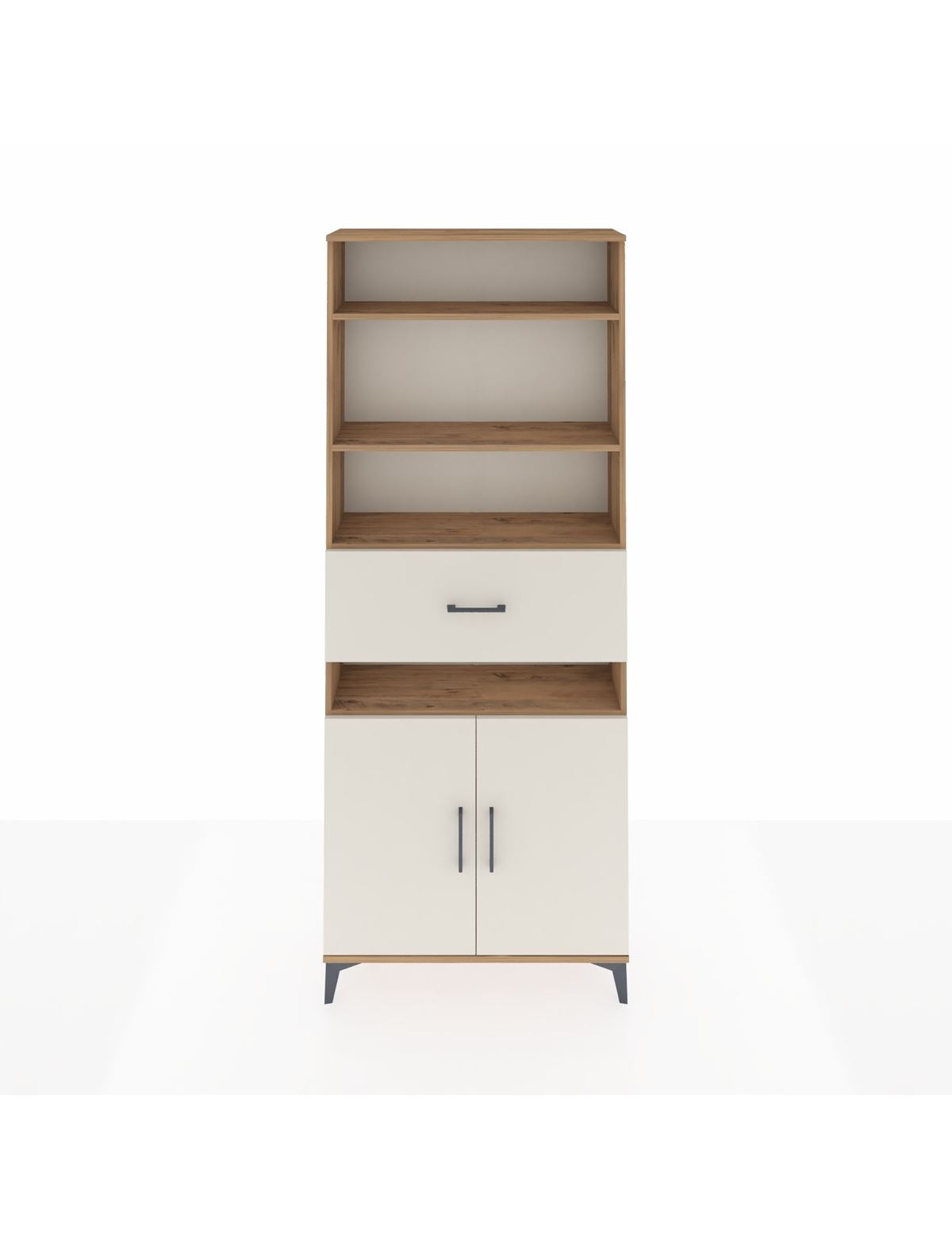 Arges Dolap 5 Raflı Tek Çekmeceli 2 Kapaklı 88x30x221 Çam-Aytaşı