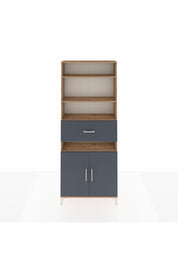 Arges Dolap 5 Raflı Tek Çekmeceli 2 Kapaklı 88x30x221 Çam-Antrasit