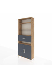 Arges Dolap 5 Raflı Tek Çekmeceli 2 Kapaklı 88x30x221 Çam-Antrasit