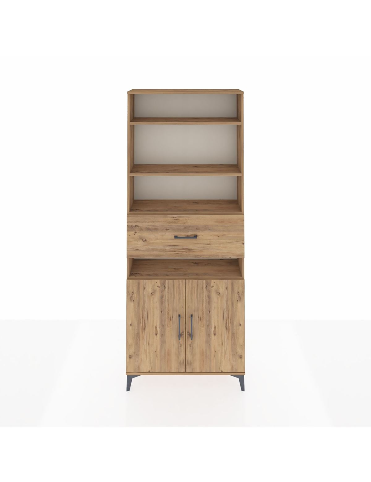 Arges Dolap 5 Raflı Tek Çekmeceli 2 Kapaklı 88x30x221 Çam-Çam