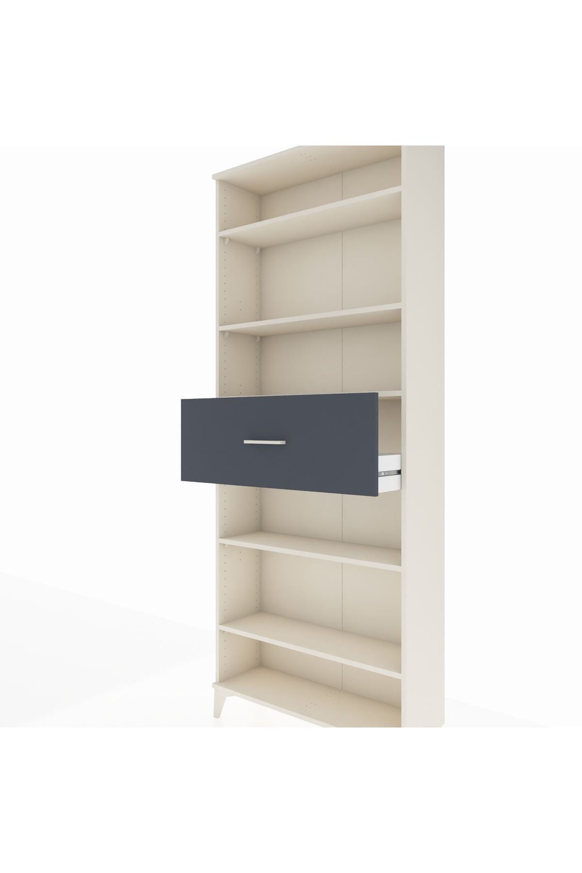 Arges Dolap 5 Raflı Tek Çekmeceli 88x30x221 Aytaşı-Antrasit