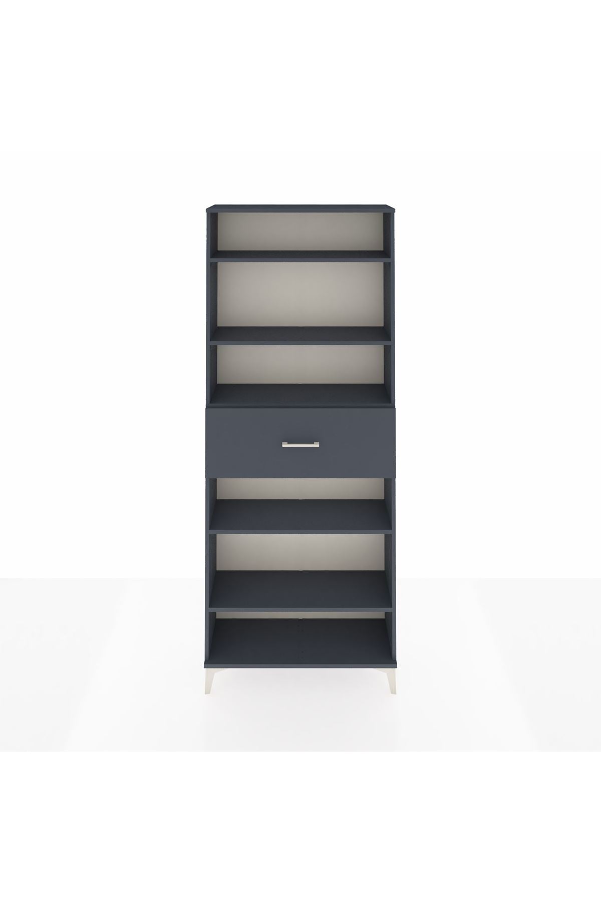 Arges Dolap 5 Raflı Tek Çekmeceli 88x30x221 Antrasit-Antrasit