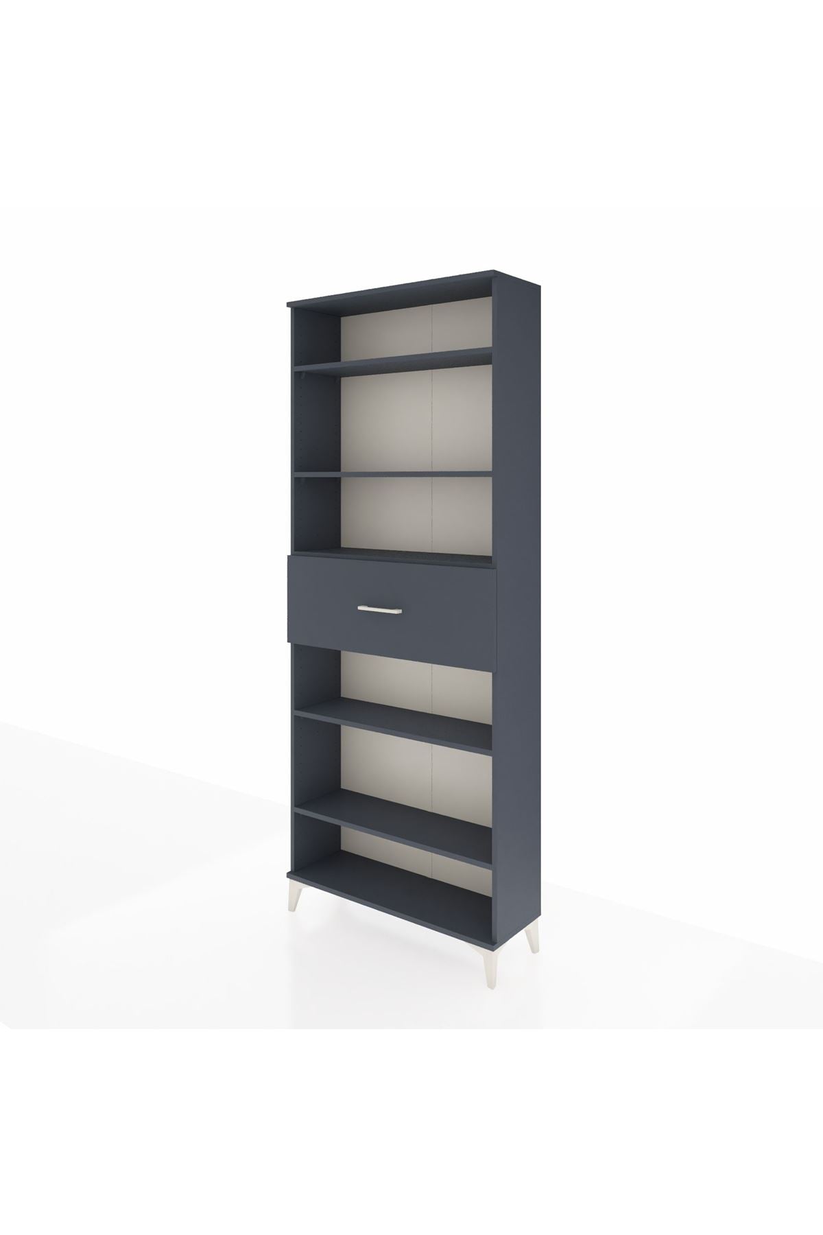 Arges Dolap 5 Raflı Tek Çekmeceli 88x30x221 Antrasit-Antrasit