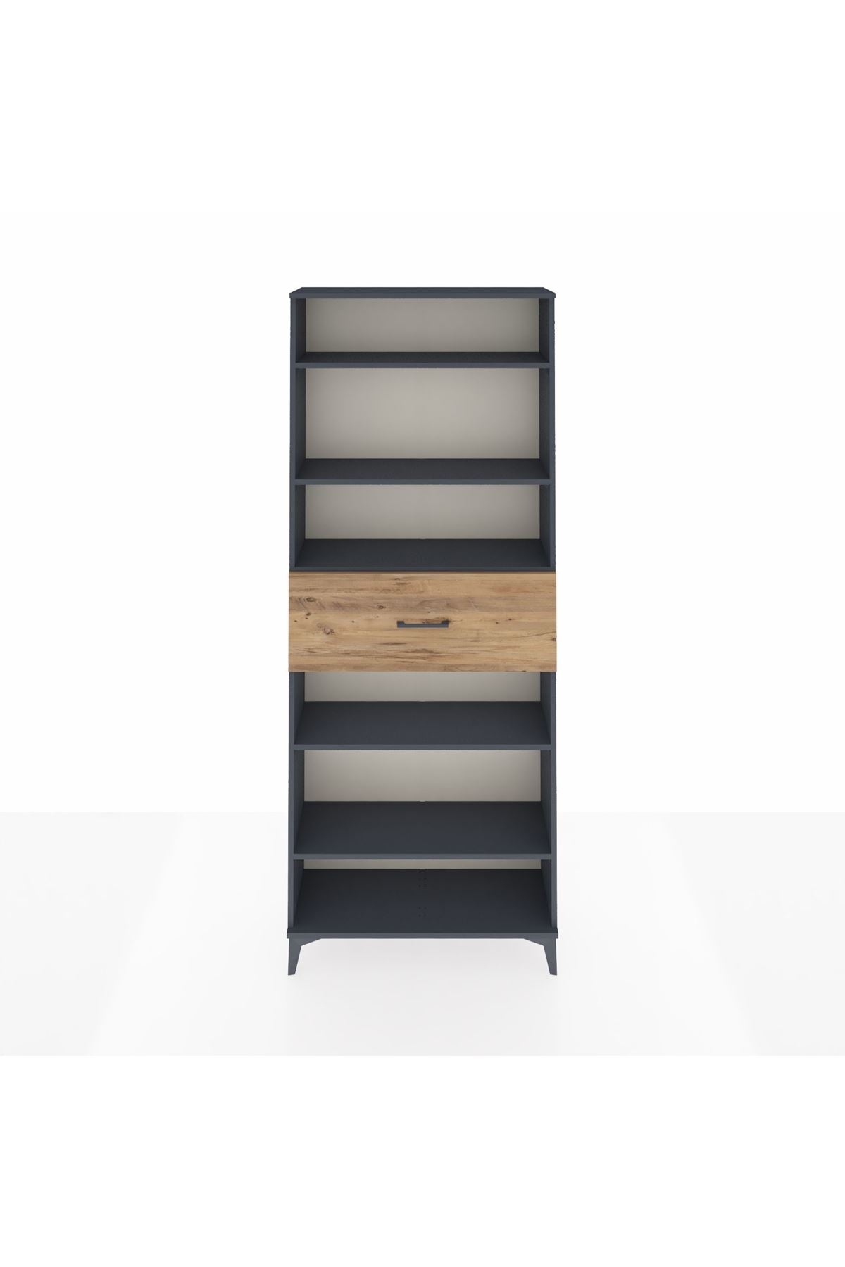 Arges Dolap 5 Raflı Tek Çekmeceli 88x30x221 Antrasit-Çam