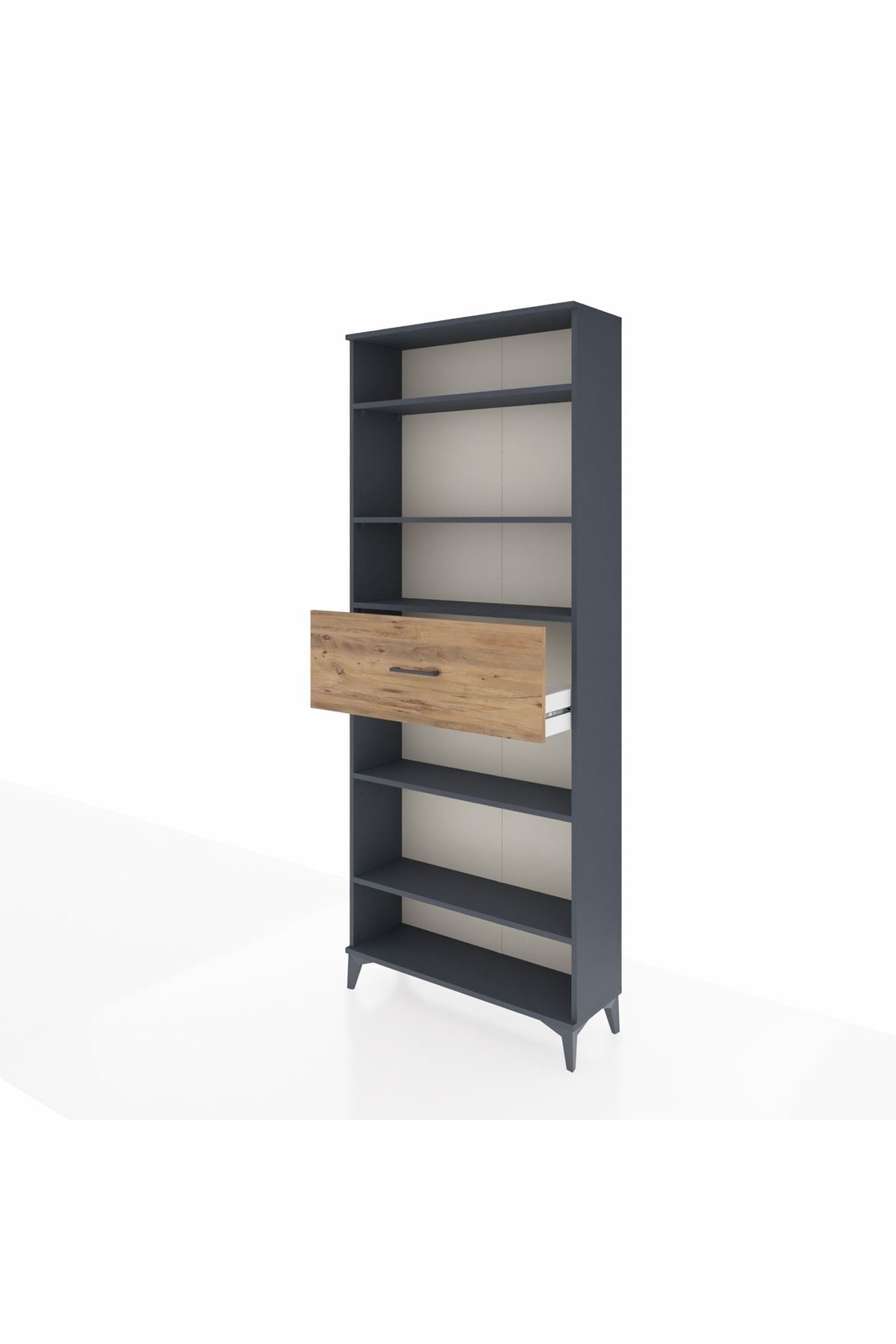 Arges Dolap 5 Raflı Tek Çekmeceli 88x30x221 Antrasit-Çam