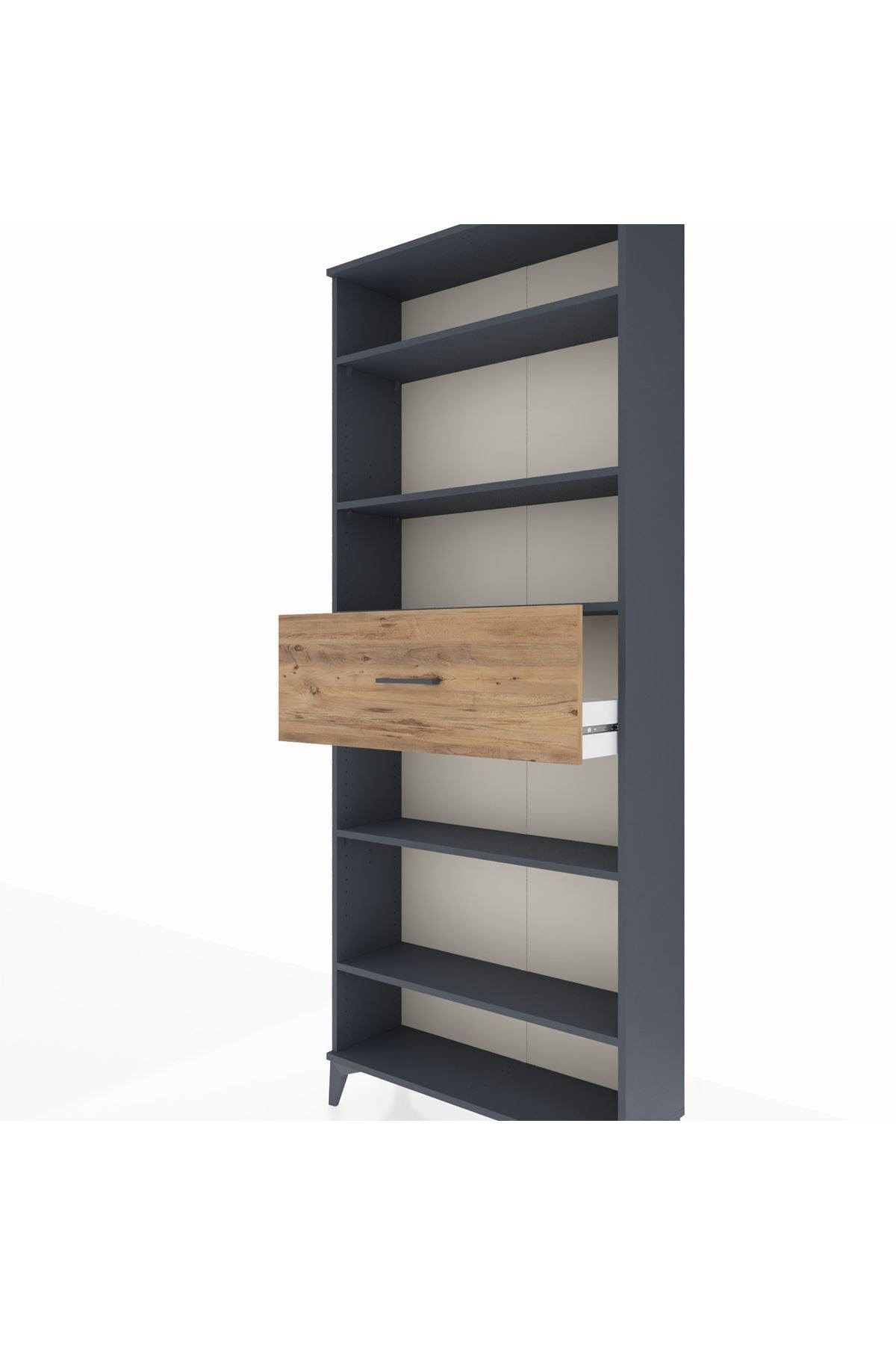 Arges Dolap 5 Raflı Tek Çekmeceli 88x30x221 Antrasit-Çam