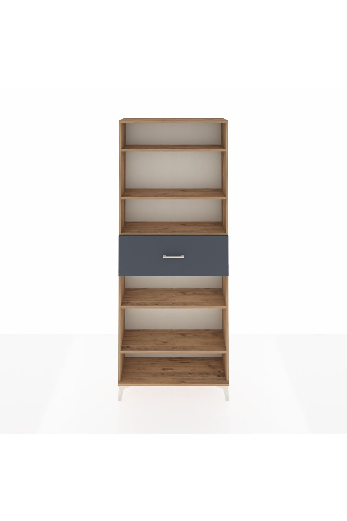 Arges Dolap 5 Raflı Tek Çekmeceli 88x30x221 Çam-Antrasit