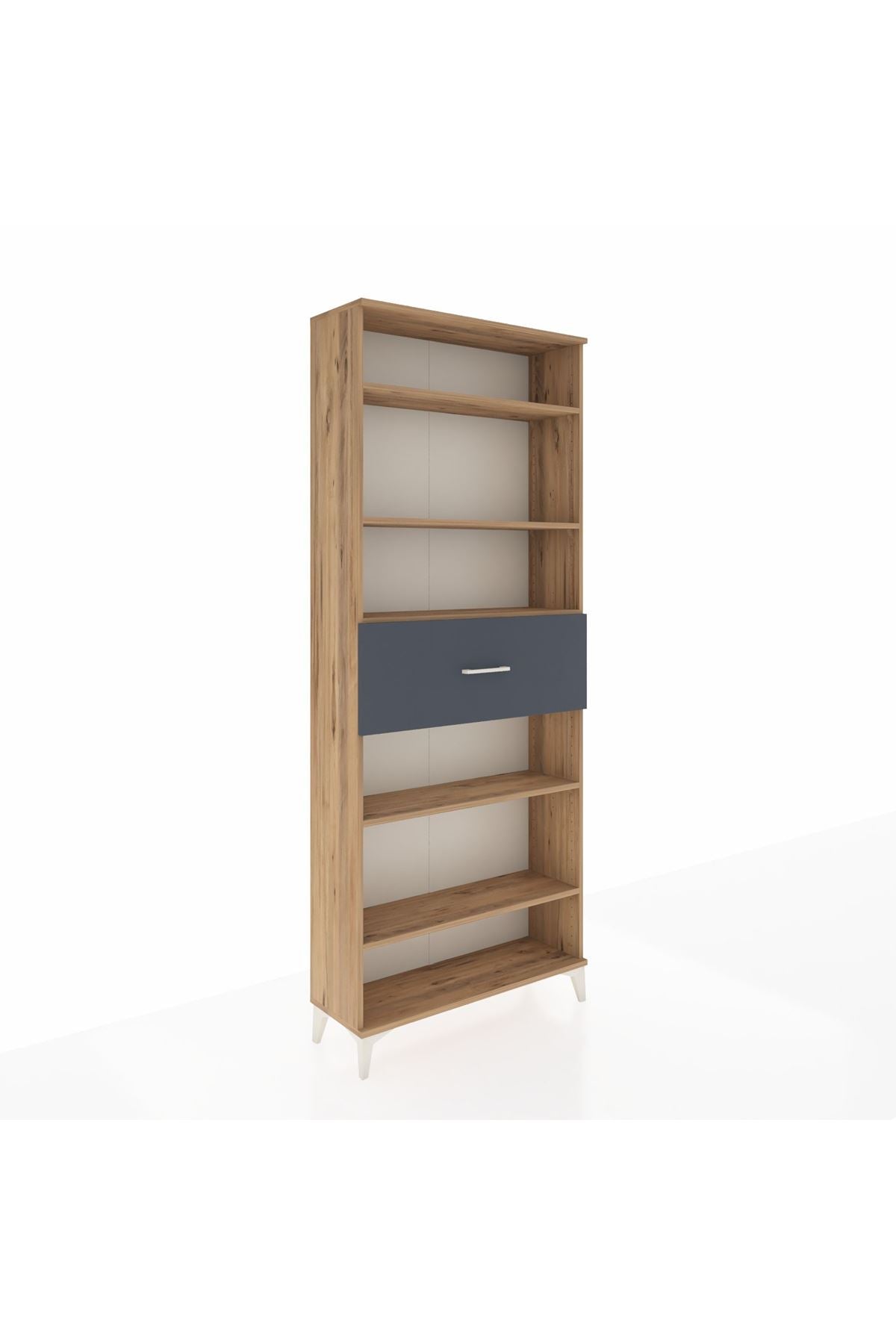 Arges Dolap 5 Raflı Tek Çekmeceli 88x30x221 Çam-Antrasit