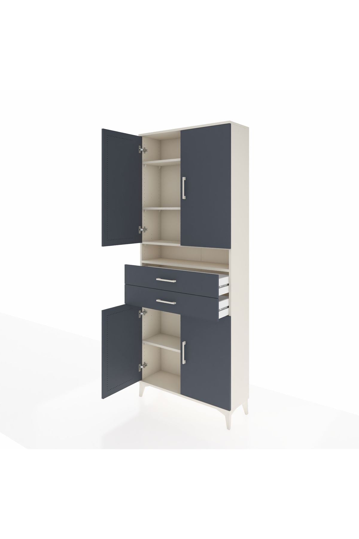 Arges Dolap 5 Raflı 2 Çekmeceli 4 Kapaklı 88x30x221 Aytaşı-Antrasit