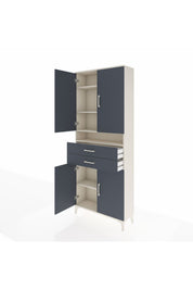 Arges Dolap 5 Raflı 2 Çekmeceli 4 Kapaklı 88x30x221 Aytaşı-Antrasit