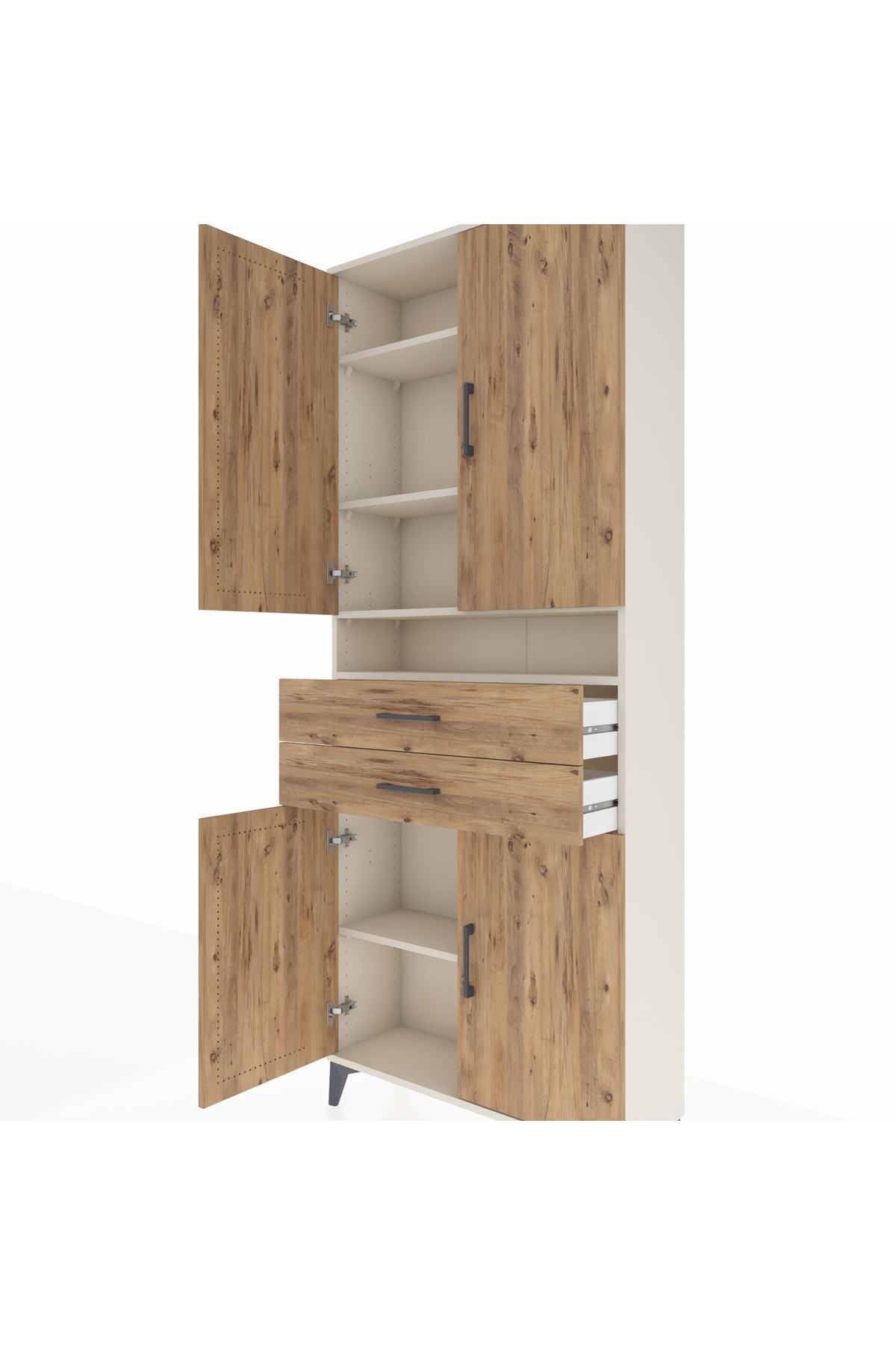 Arges Dolap 5 Raflı 2 Çekmeceli 4 Kapaklı 88x30x221 Aytaşı-Çam