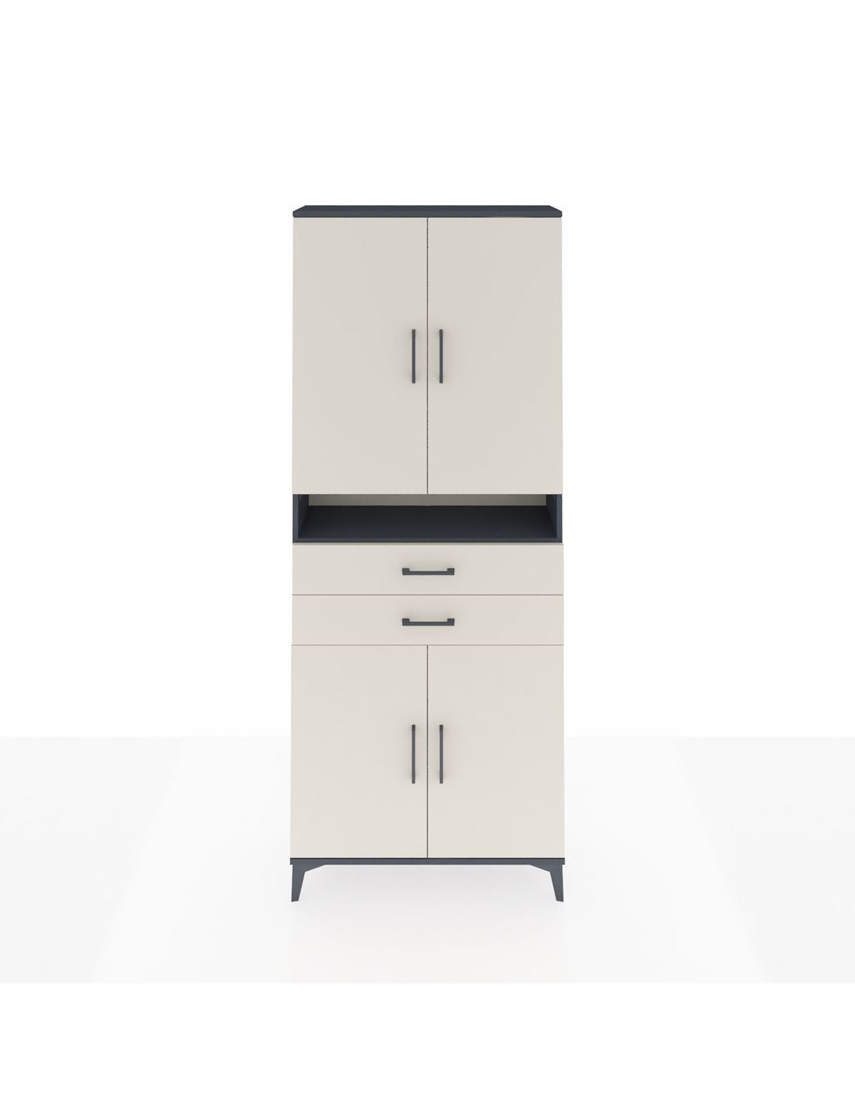 Arges Dolap 5 Raflı 2 Çekmeceli 4 Kapaklı 88x30x221 Antrasit-Aytaşı