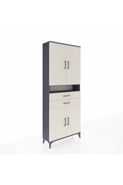Arges Dolap 5 Raflı 2 Çekmeceli 4 Kapaklı 88x30x221 Antrasit-Aytaşı