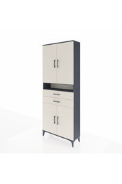 Arges Dolap 5 Raflı 2 Çekmeceli 4 Kapaklı 88x30x221 Antrasit-Aytaşı