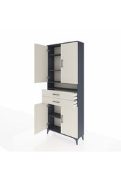 Arges Dolap 5 Raflı 2 Çekmeceli 4 Kapaklı 88x30x221 Antrasit-Aytaşı