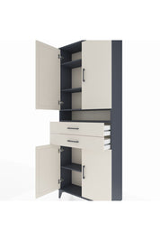 Arges Dolap 5 Raflı 2 Çekmeceli 4 Kapaklı 88x30x221 Antrasit-Aytaşı