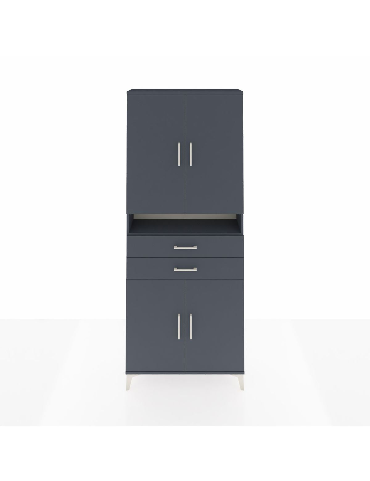 Arges Dolap 5 Raflı 2 Çekmeceli 4 Kapaklı 88x30x221 Antrasit-Antrasit