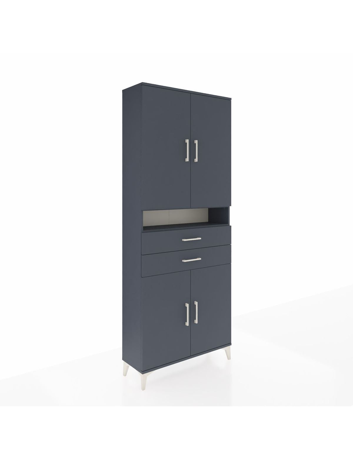 Arges Dolap 5 Raflı 2 Çekmeceli 4 Kapaklı 88x30x221 Antrasit-Antrasit