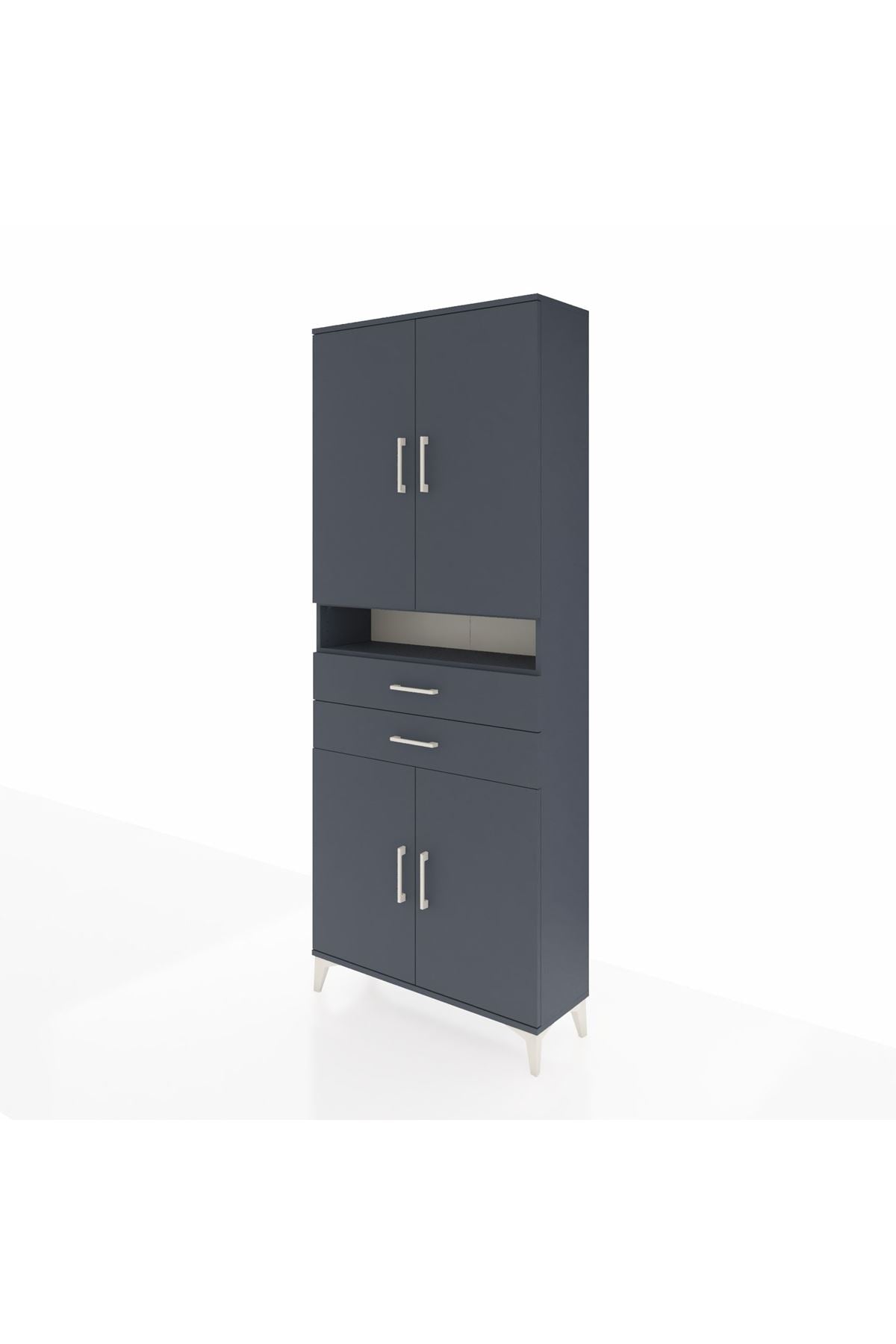 Arges Dolap 5 Raflı 2 Çekmeceli 4 Kapaklı 88x30x221 Antrasit-Antrasit