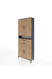 Arges Dolap 5 Raflı 2 Çekmeceli 4 Kapaklı 88x30x221 Antrasit-Çam