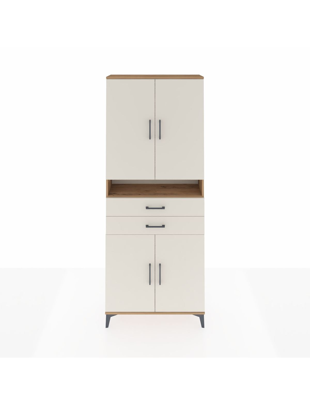 Arges Dolap 5 Raflı 2 Çekmeceli 4 Kapaklı 88x30x221 Çam-Aytaşı