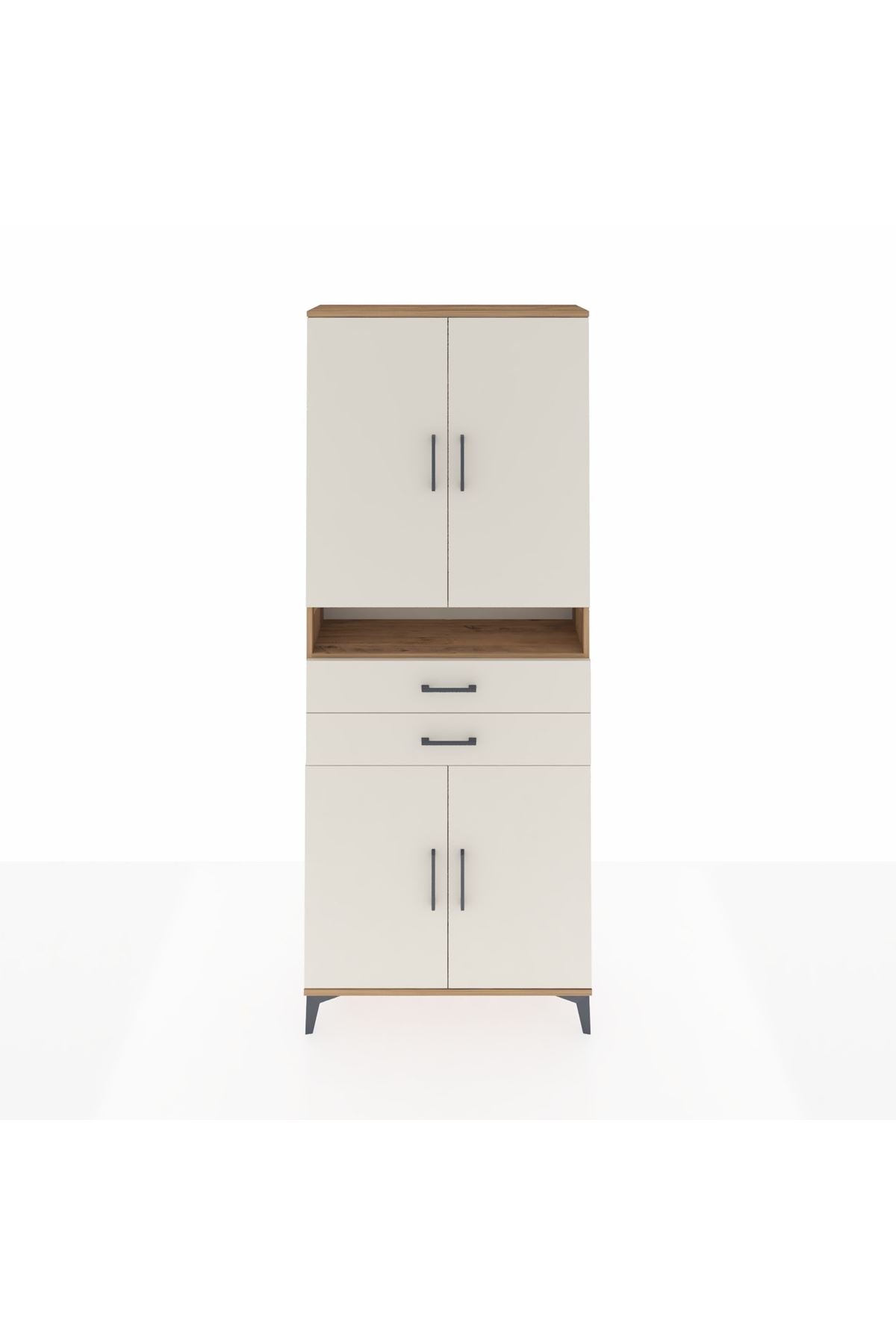 Arges Dolap 5 Raflı 2 Çekmeceli 4 Kapaklı 88x30x221 Çam-Aytaşı