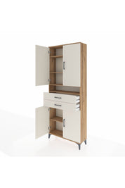 Arges Dolap 5 Raflı 2 Çekmeceli 4 Kapaklı 88x30x221 Çam-Aytaşı