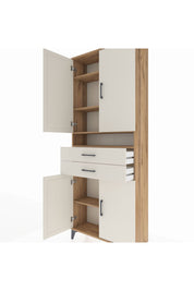 Arges Dolap 5 Raflı 2 Çekmeceli 4 Kapaklı 88x30x221 Çam-Aytaşı