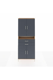 Arges Dolap 5 Raflı 2 Çekmeceli 4 Kapaklı 88x30x221 Çam-Antrasit