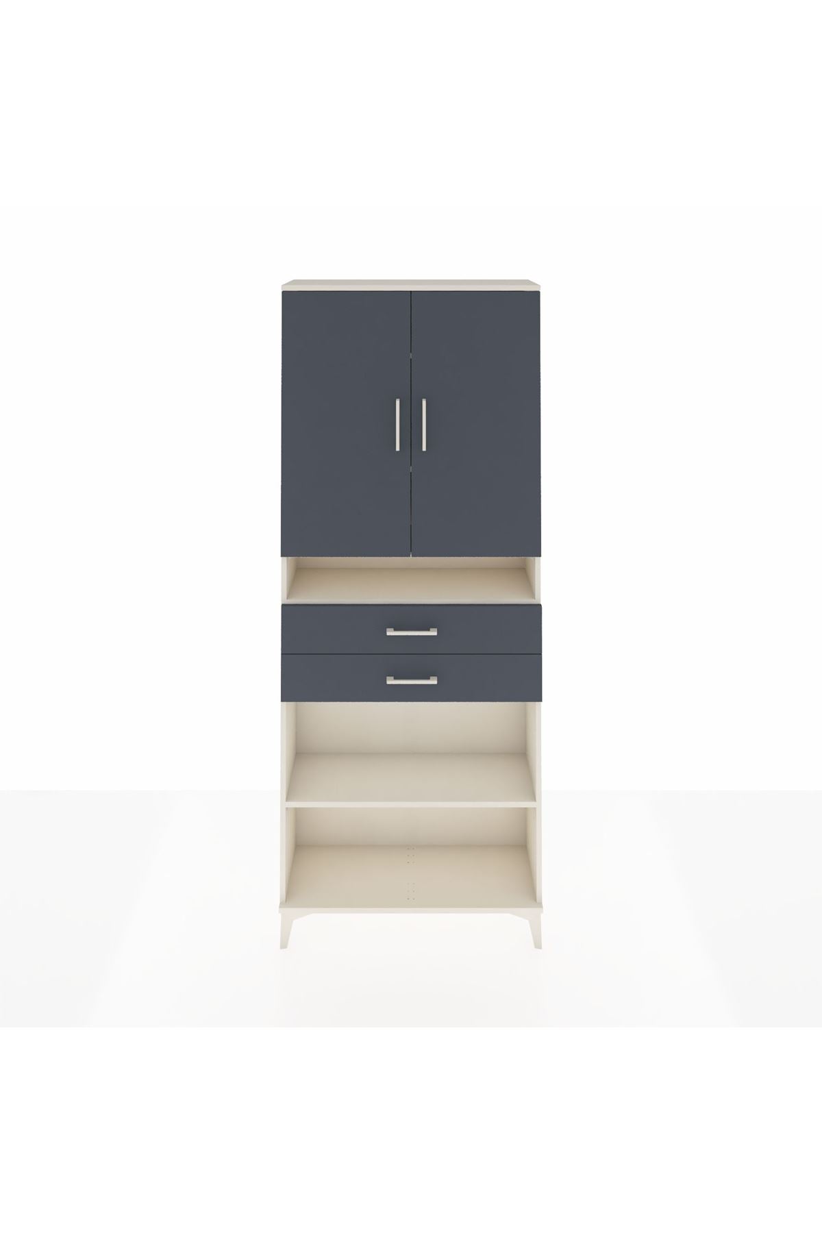 Arges Dolap 5 Raflı 2 Çekmeceli 2 Kapaklı 88x30x221 Aytaşı-Antrasit