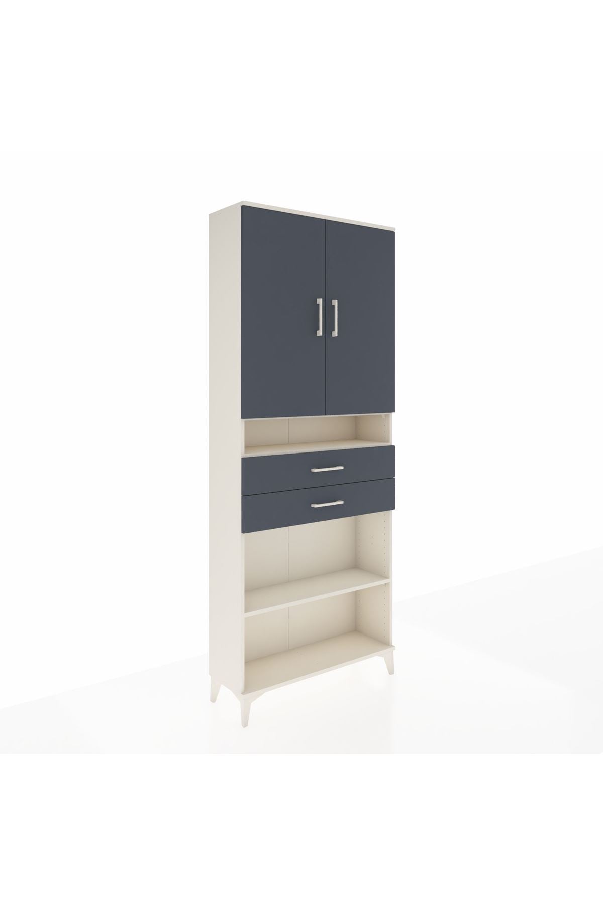 Arges Dolap 5 Raflı 2 Çekmeceli 2 Kapaklı 88x30x221 Aytaşı-Antrasit