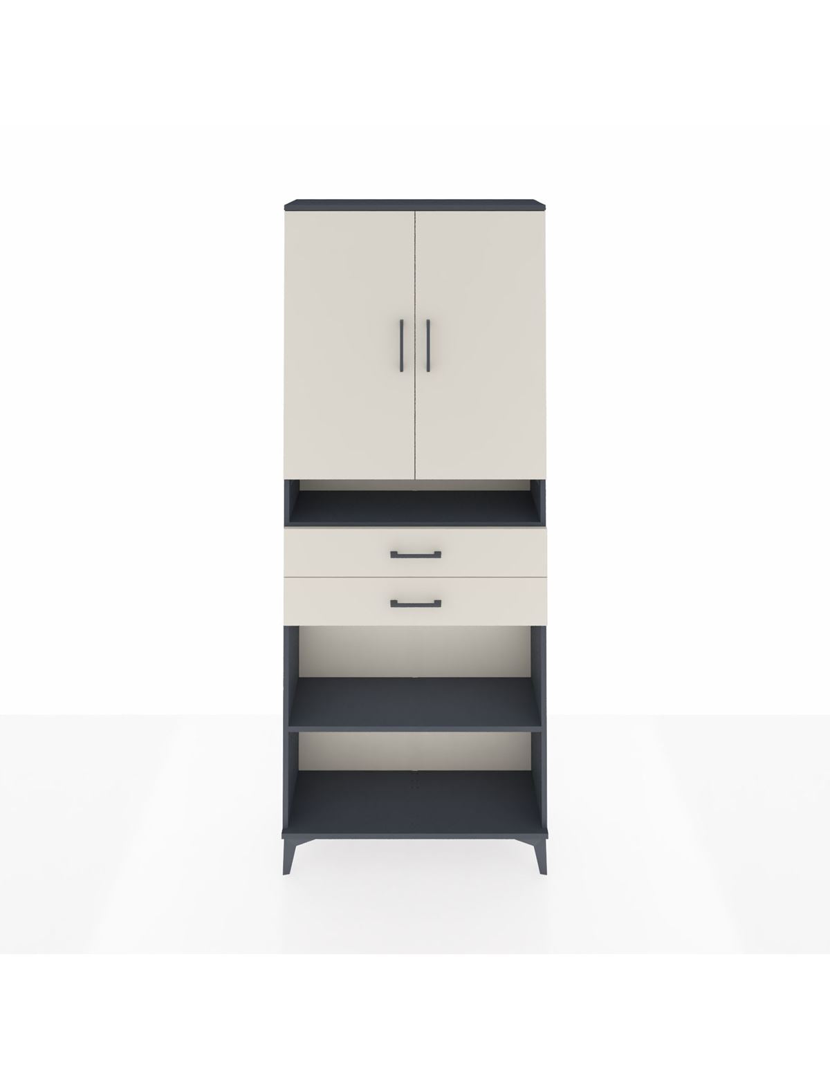 Arges Dolap 5 Raflı 2 Çekmeceli 2 Kapaklı 88x30x221 Antrasit-Aytaşı