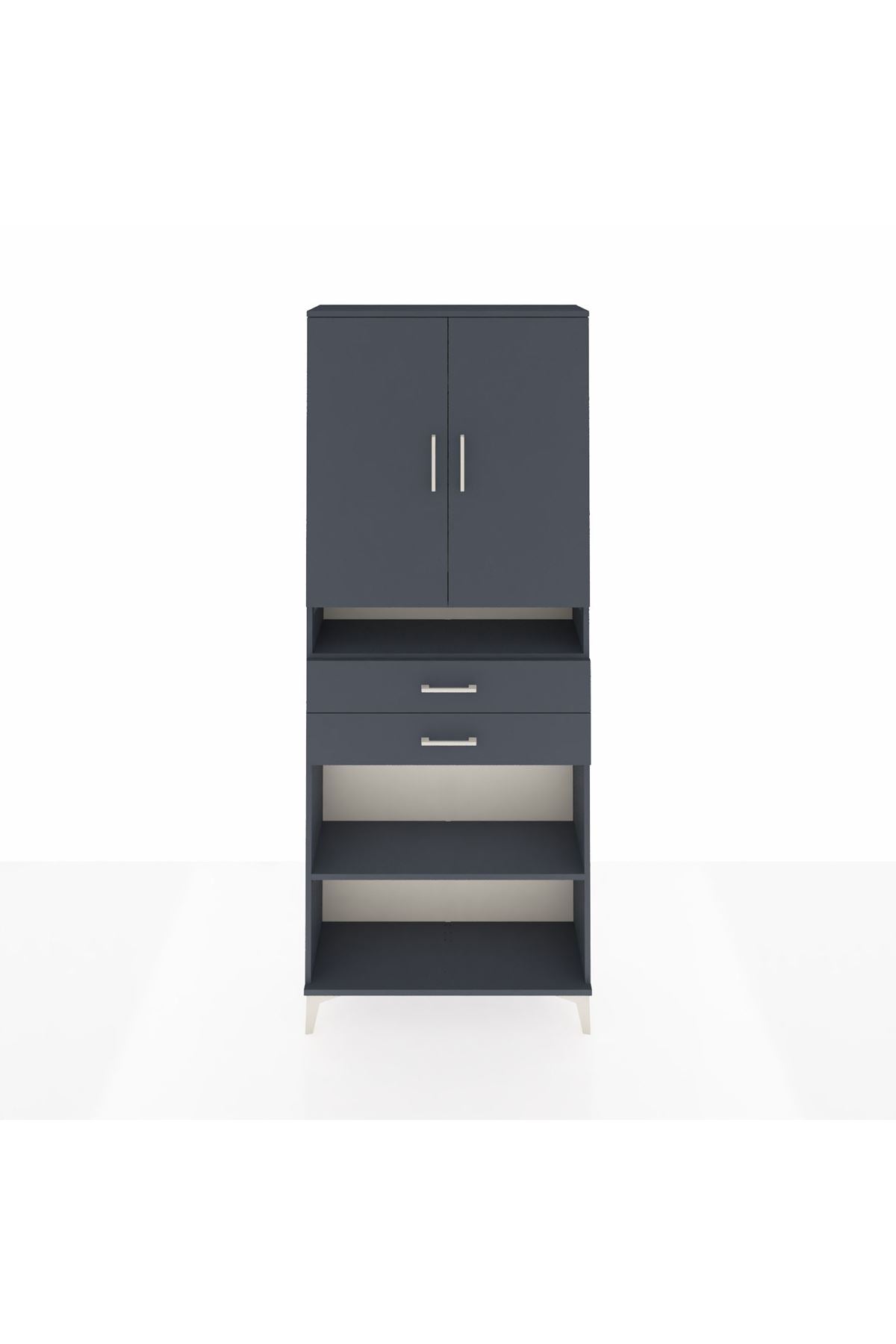 Arges Dolap 5 Raflı 2 Çekmeceli 2 Kapaklı 88x30x221 Antrasit-Antrasit
