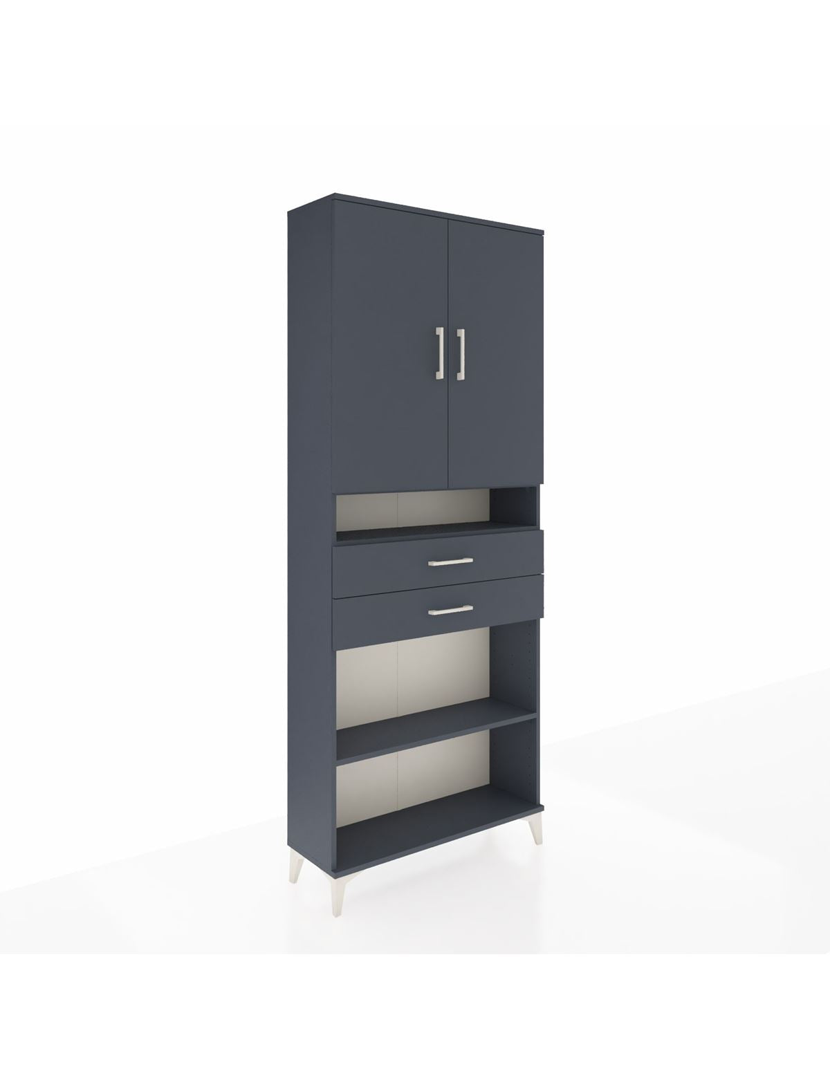 Arges Dolap 5 Raflı 2 Çekmeceli 2 Kapaklı 88x30x221 Antrasit-Antrasit