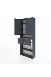 Arges Dolap 5 Raflı 2 Çekmeceli 2 Kapaklı 88x30x221 Antrasit-Antrasit