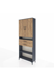Arges Dolap 5 Raflı 2 Çekmeceli 2 Kapaklı 88x30x221 Antrasit-Çam