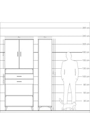 Arges Dolap 5 Raflı 2 Çekmeceli 2 Kapaklı 88x30x221 Antrasit-Çam