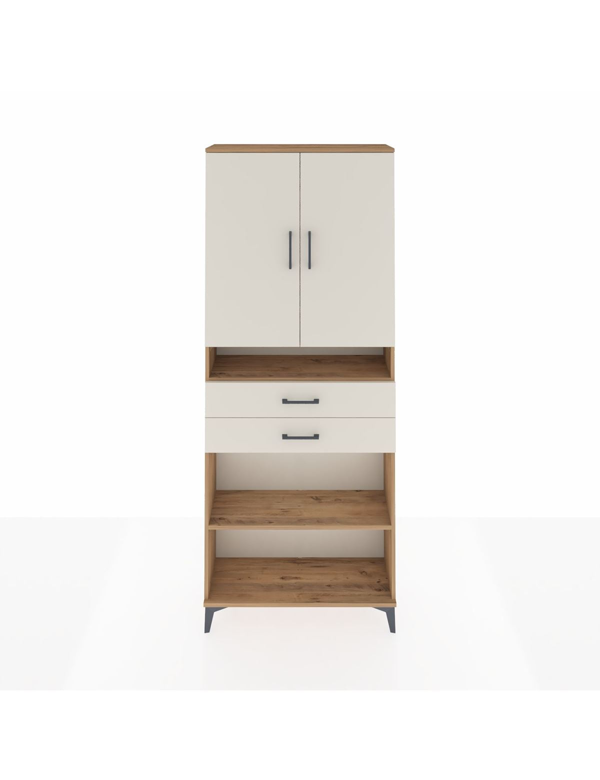 Arges Dolap 5 Raflı 2 Çekmeceli 2 Kapaklı 88x30x221 Çam-Aytaşı